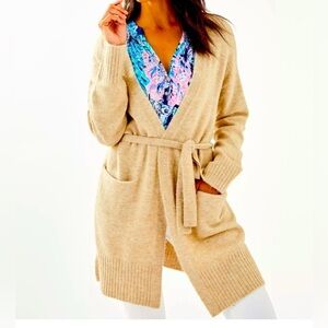 Lilly Pulitzer McCarthy Open Front Cardigan Tan SZ XS